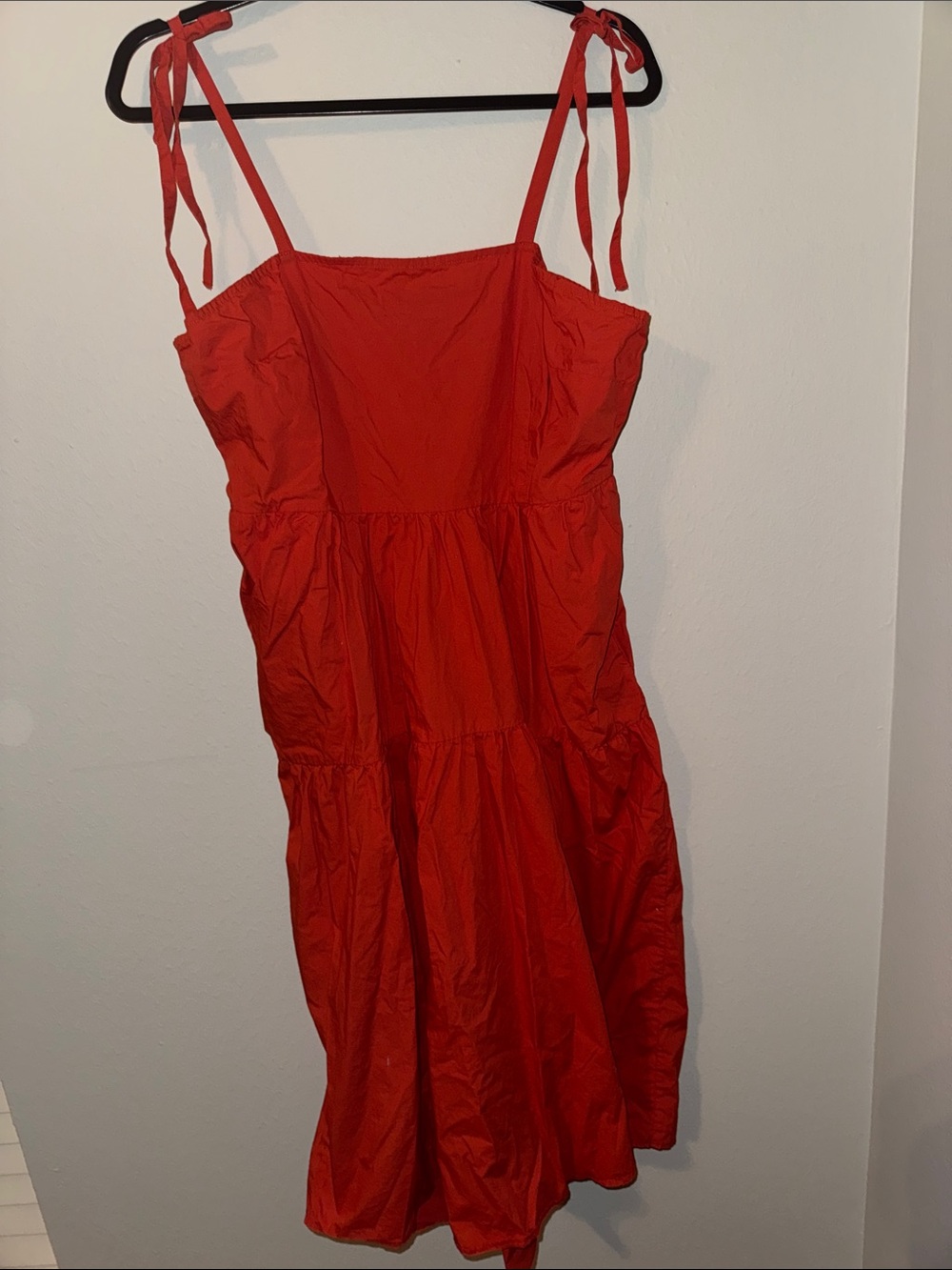 Who What Wear Women’s Red Sleeveless Babydoll Tie-Shoulder Sundress